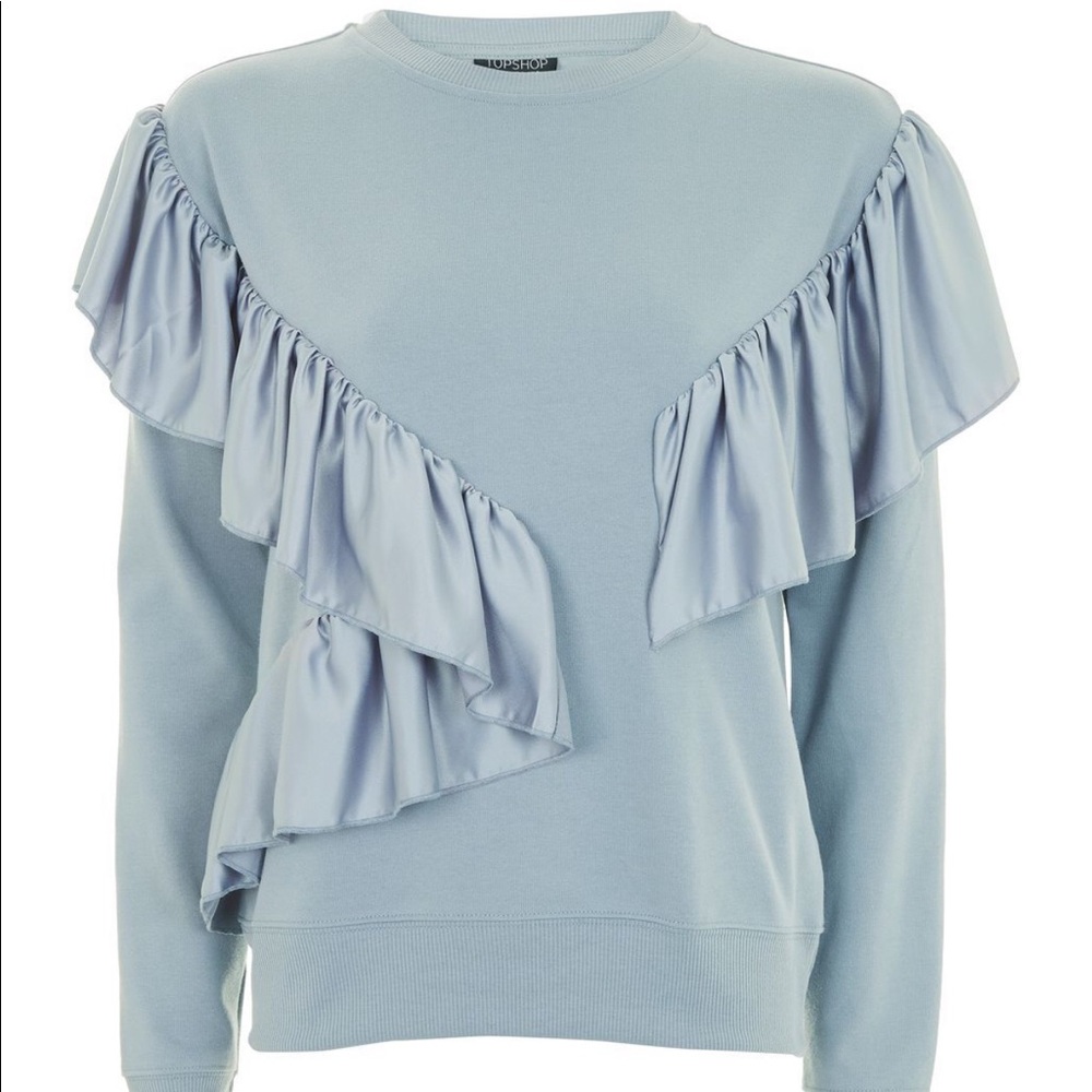 TOPSHOP Gray Ruffle Sweatshirt